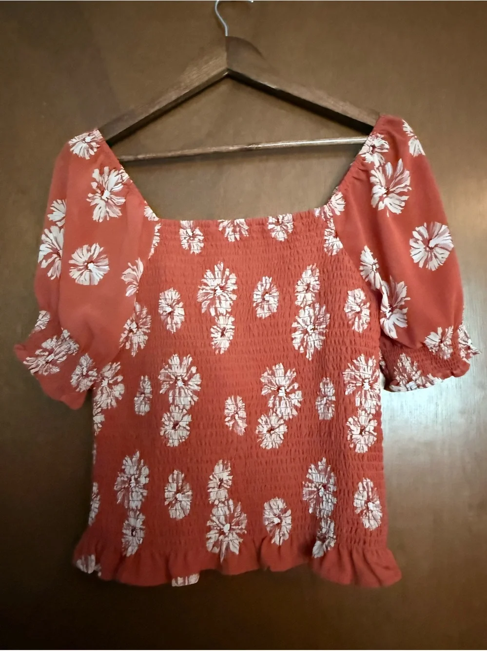 Madewell Georgette Lucie in Moody Blooms Blouse, rust colored, Sz medium